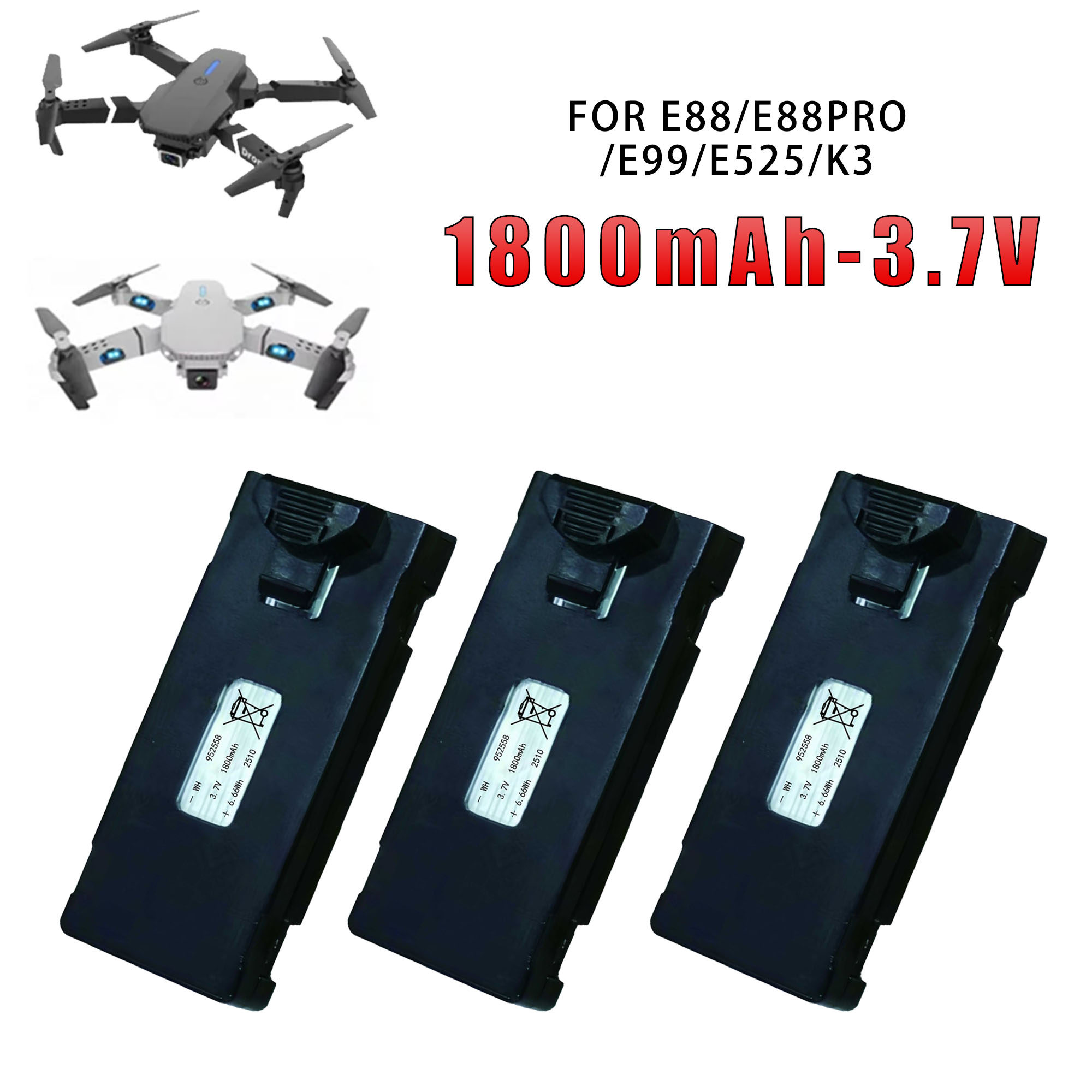 Eachine Drone E58 - Batterie universelle d'origine E88 3.7V 1800mAh